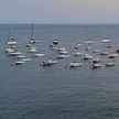 Yacht mooring on buoys off Achi Trezza