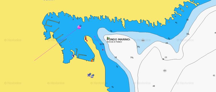 To open Navionics chart of Tortuga yacht marina. Catania.