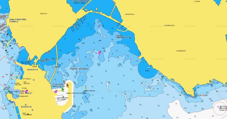 To open Navionics chart of Yacht anchorage at Monte Pergola