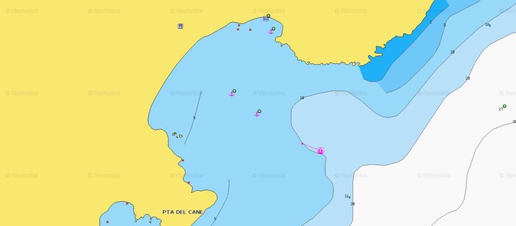 To open Navionics chart of Yacht moorings buoys in Plemmirio Maritime Reserve