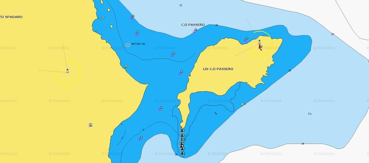 To open Navionics chart of Yacht anchorage off Cape Passero Islet