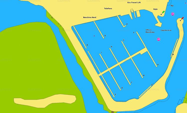 Map of yacht moorings in Marina Albarella