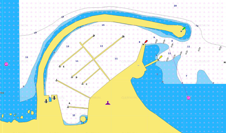 Map of Yacht Mooring in Marina Rodi Garganico