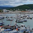 Yacht mooring on buoys in Pesсichi harbor